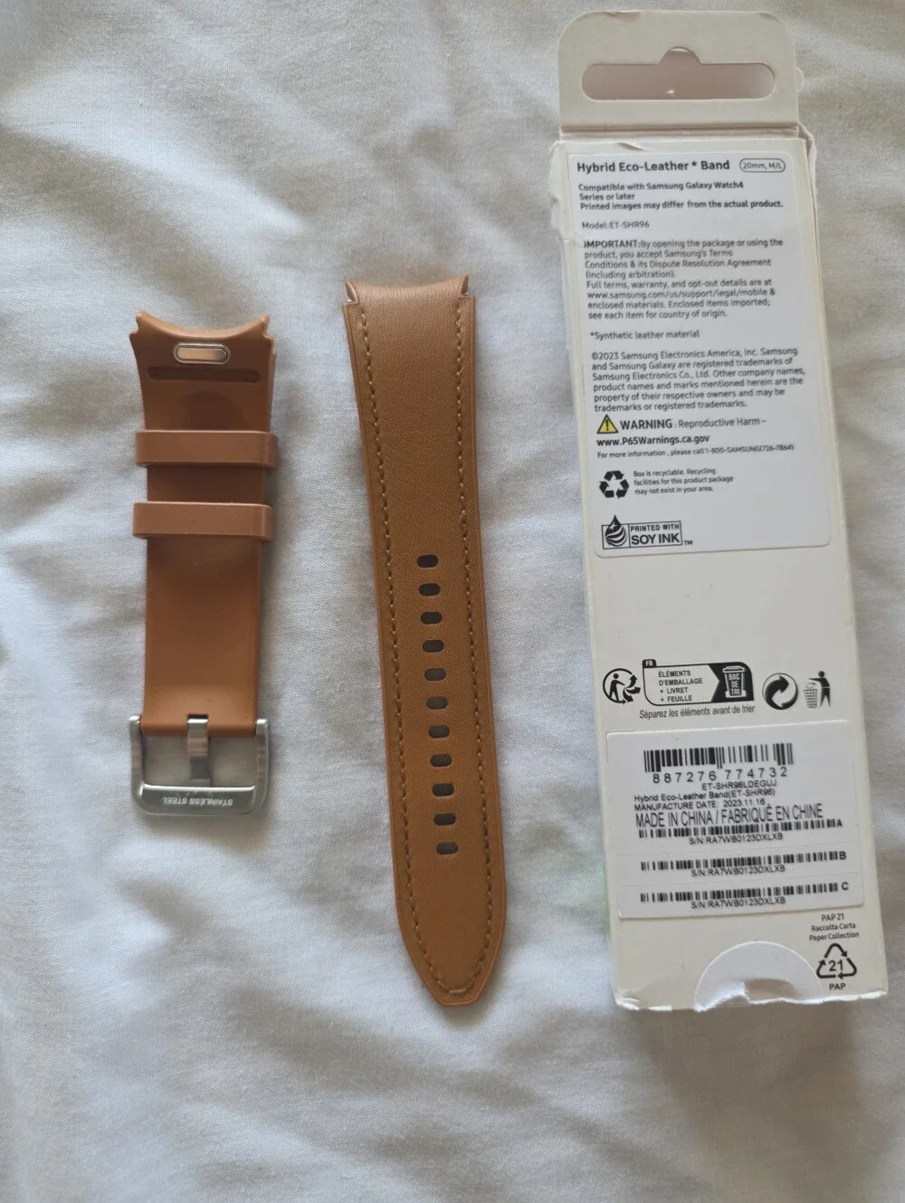 SAMSUNG Galaxy Watch 6, 5, 4 Hybrid Eco Leather Band, M/L ET-SHR96 One Click